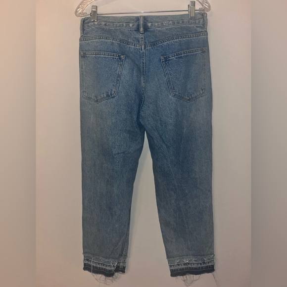 All Saints Distressed Low Waisted Cropped Straight Leg Boyfriend Jeans - Picture 5 of 6